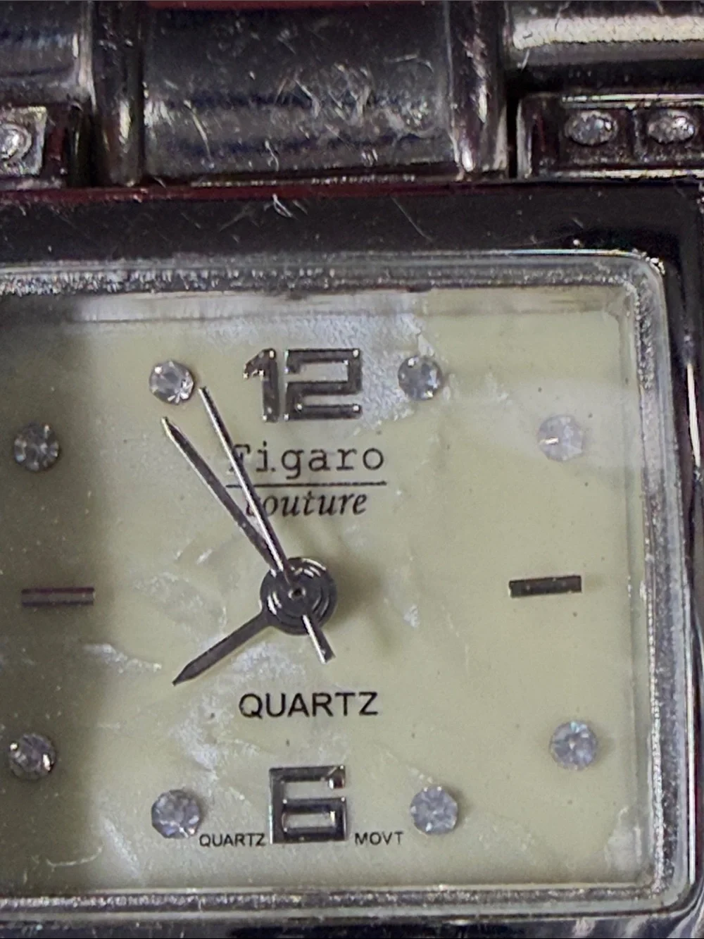Silver-Tone Women's Square Dial Bracelet Watch